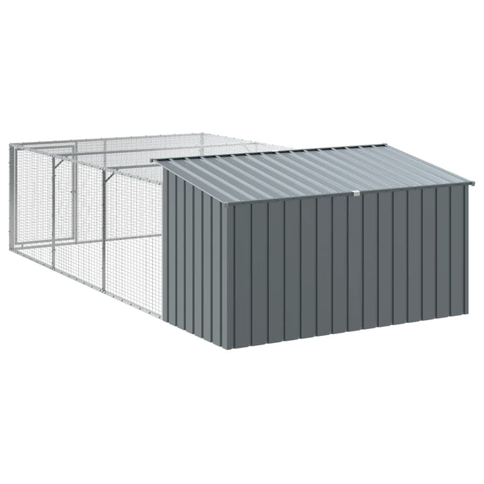 Dog House With Run Anthracite 197X396X110 Cm Galvanised Steel Txoaxxp