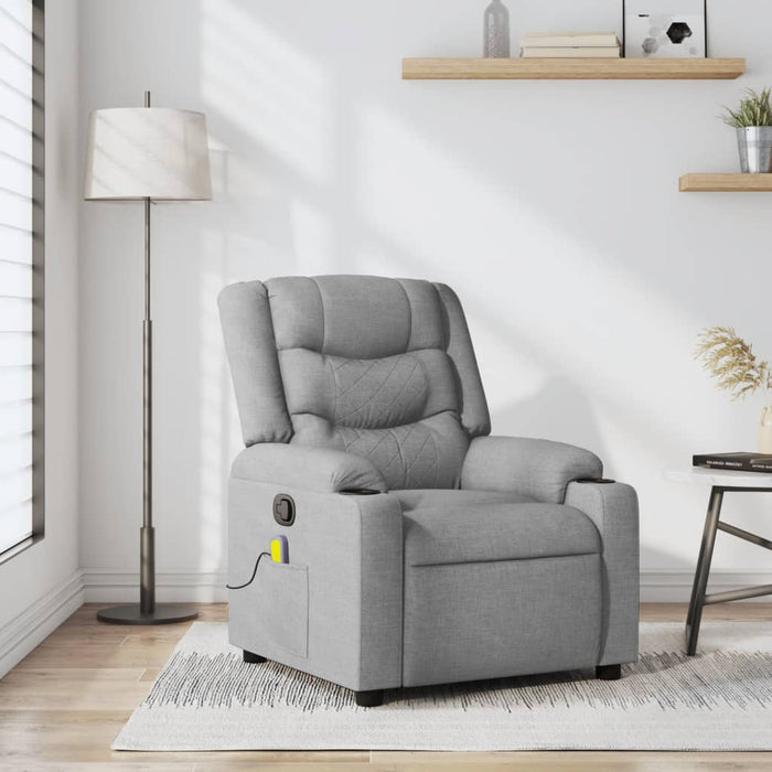 Massage Recliner Chair Light Grey Fabric Tiaotb