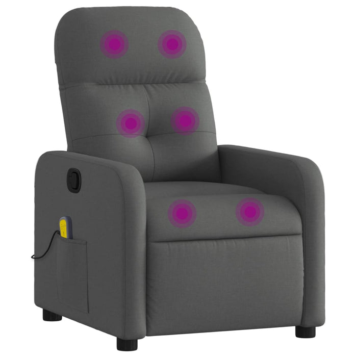 Massage Recliner Chair Dark Grey Fabric Tiaxbi