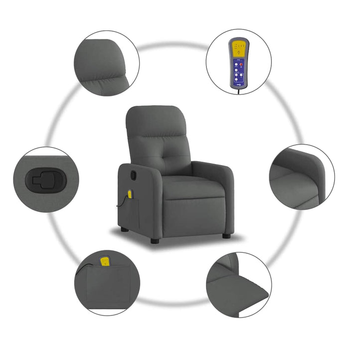 Massage Recliner Chair Dark Grey Fabric Tiaxbi