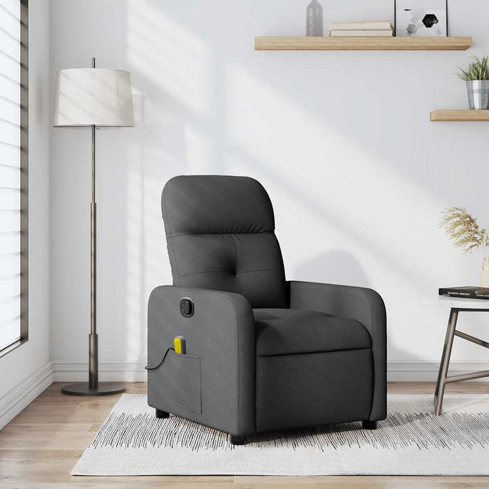 Massage Recliner Chair Dark Grey Fabric Tiaxbi