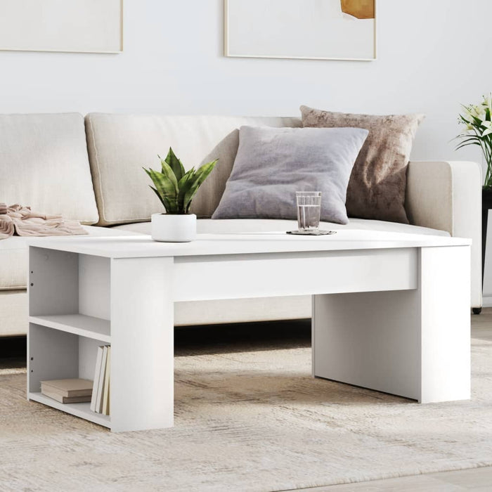 Coffee Table White 102X55X42 Cm Engineered Wood Ntonpt