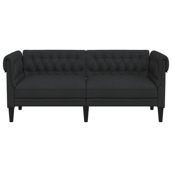 Chesterfield Sofa 2-Seater Black Fabric Tixpak