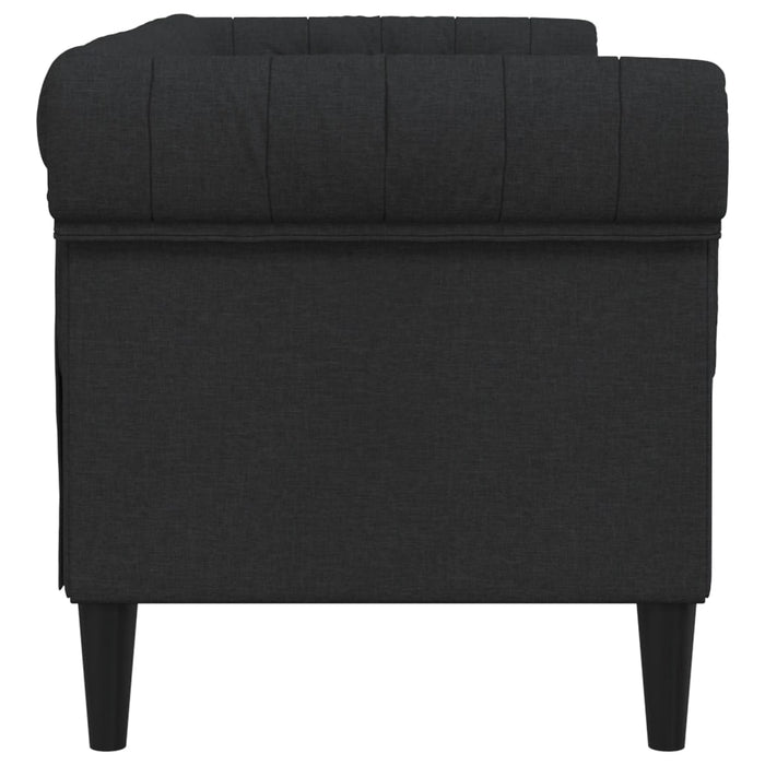 Chesterfield Sofa 2-Seater Black Fabric Tixpak