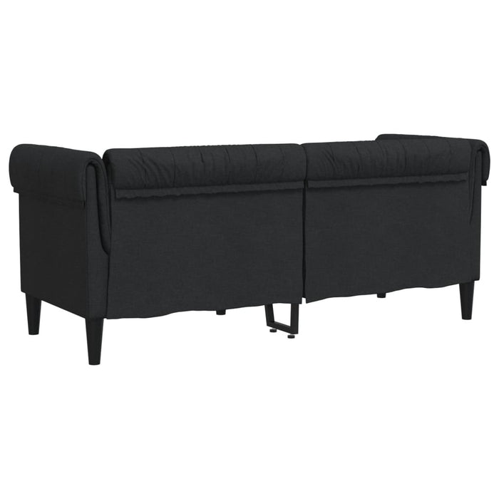 Chesterfield Sofa 2-Seater Black Fabric Tixpak
