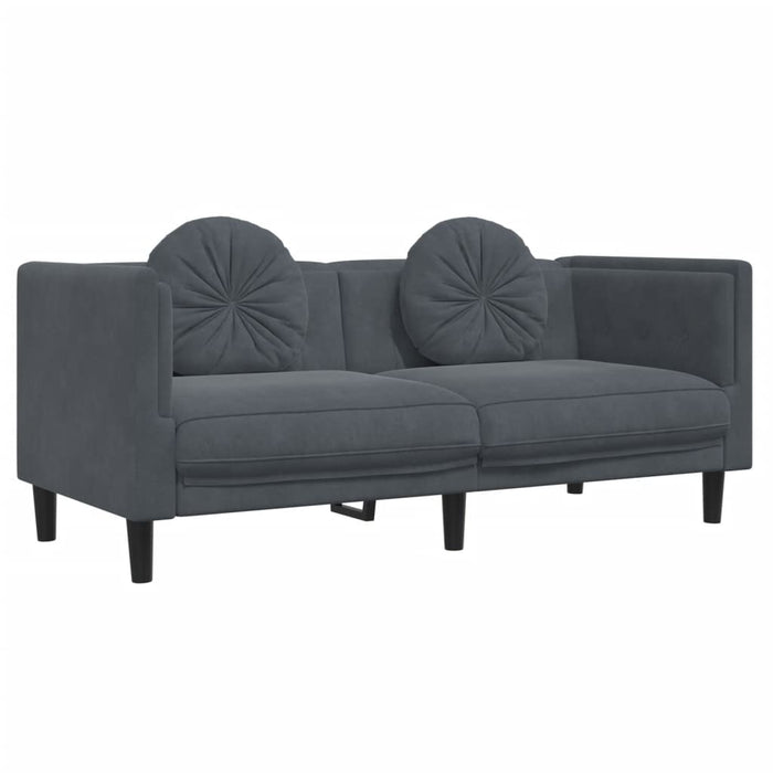 Sofa With Cushions 2-Seater Dark Grey Velvet Tixltt