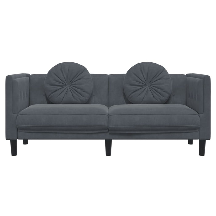 Sofa With Cushions 2-Seater Dark Grey Velvet Tixltt