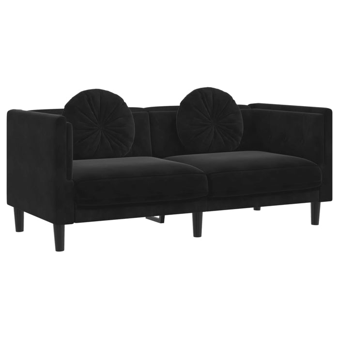 Sofa With Cushions 2-Seater Black Velvet Tixlti
