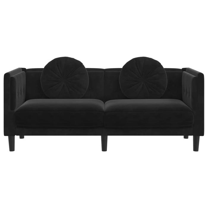 Sofa With Cushions 2-Seater Black Velvet Tixlti