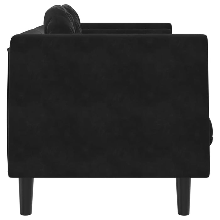 Sofa With Cushions 2-Seater Black Velvet Tixlti