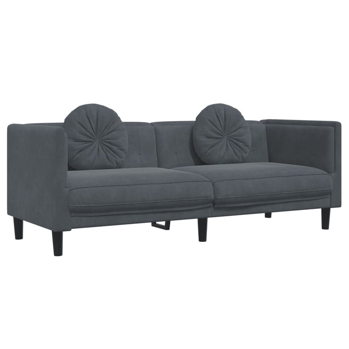 Sofa With Cushions 3-Seater Dark Grey Velvet Tixlat