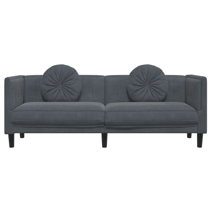 Sofa With Cushions 3-Seater Dark Grey Velvet Tixlat