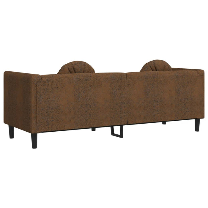 Sofa With Cushions 3-Seater Brown Faux Suede Leather Tixlpo