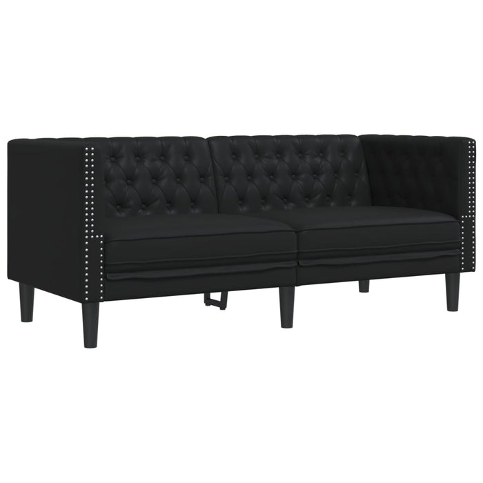 Chesterfield Sofa 2-Seater Black Faux Leather Tixlpk