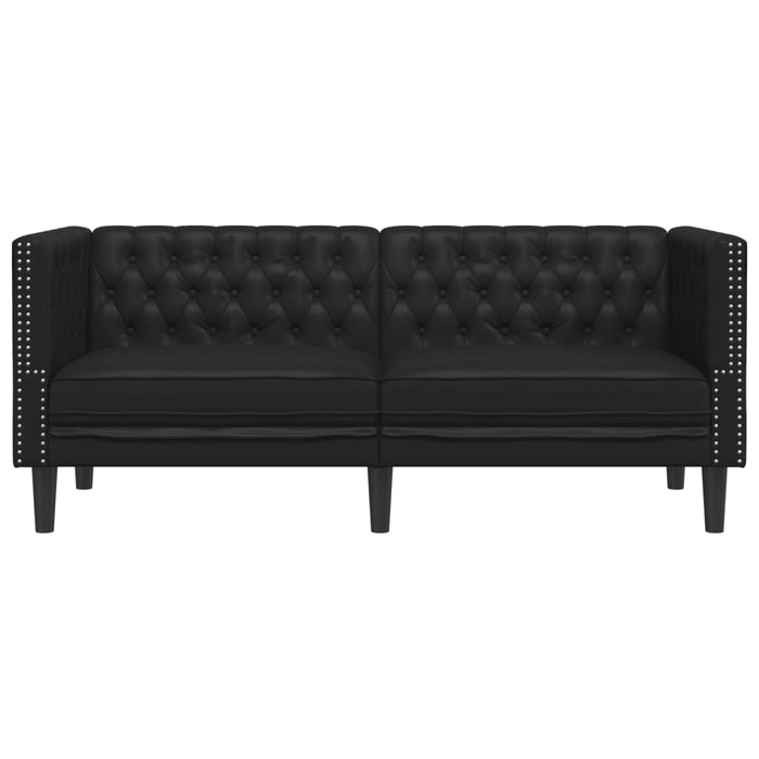 Chesterfield Sofa 2-Seater Black Faux Leather Tixlpk