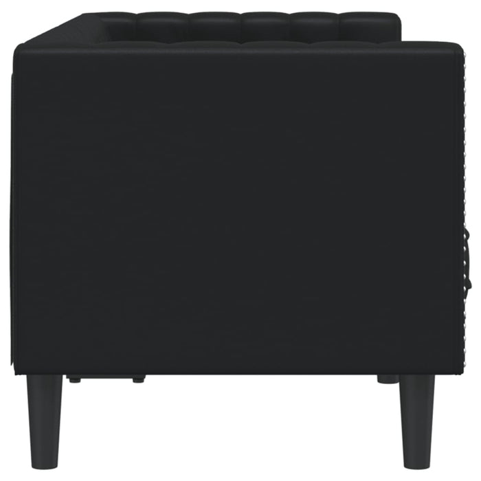 Chesterfield Sofa 2-Seater Black Faux Leather Tixlpk