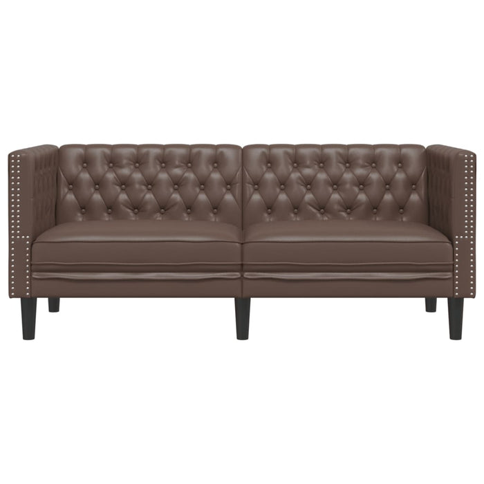 Chesterfield Sofa 2-Seater Brown Faux Leather Tixllo