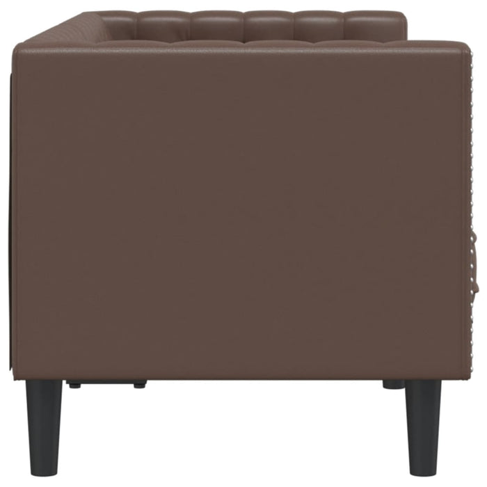 Chesterfield Sofa 2-Seater Brown Faux Leather Tixllo