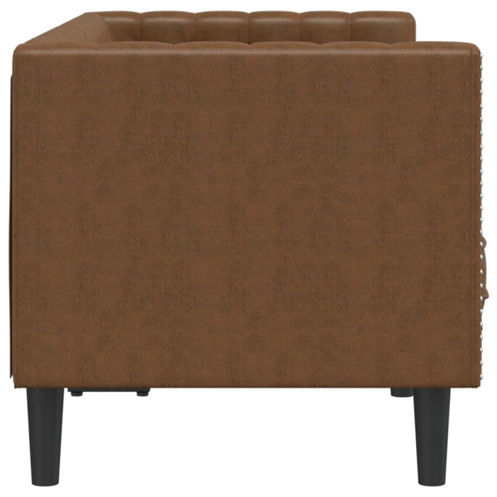 Chesterfield Sofa 2-Seater Brown Faux Suede Leather Tixllp