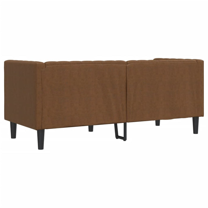 Chesterfield Sofa 2-Seater Brown Faux Suede Leather Tixllp