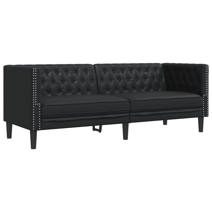 Chesterfield Sofa 3-Seater Black Faux Leather Tixlll