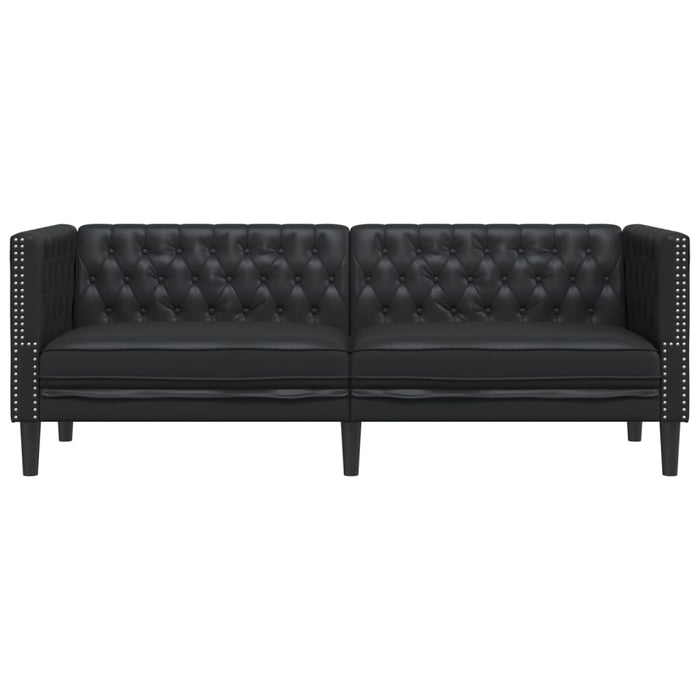 Chesterfield Sofa 3-Seater Black Faux Leather Tixlll