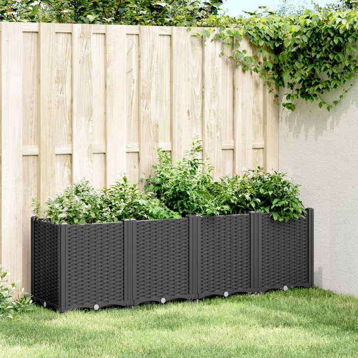 Garden Planter Black 160X40X53 Cm Pp Tlinpn