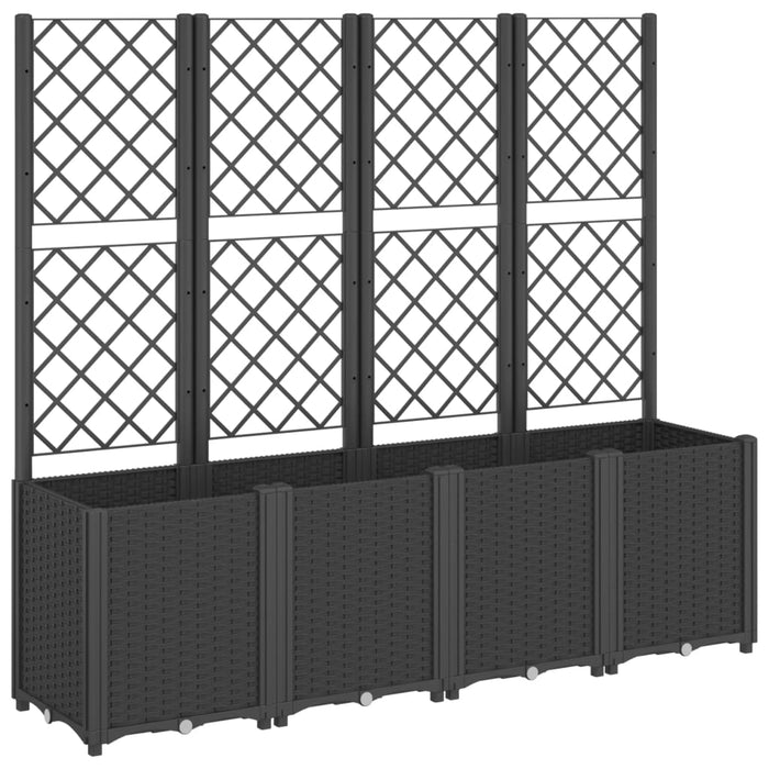 Garden Planter With Trellis Black 160X40X140 Cm Pp Tlinit