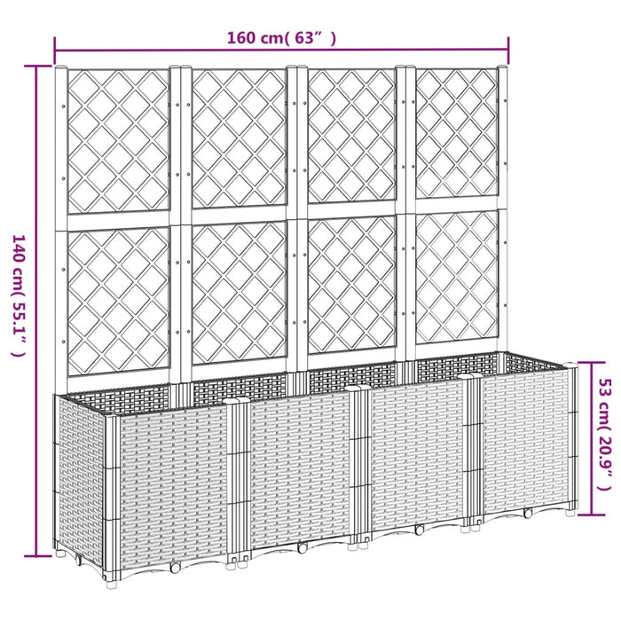 Garden Planter With Trellis Black 160X40X140 Cm Pp Tlinit