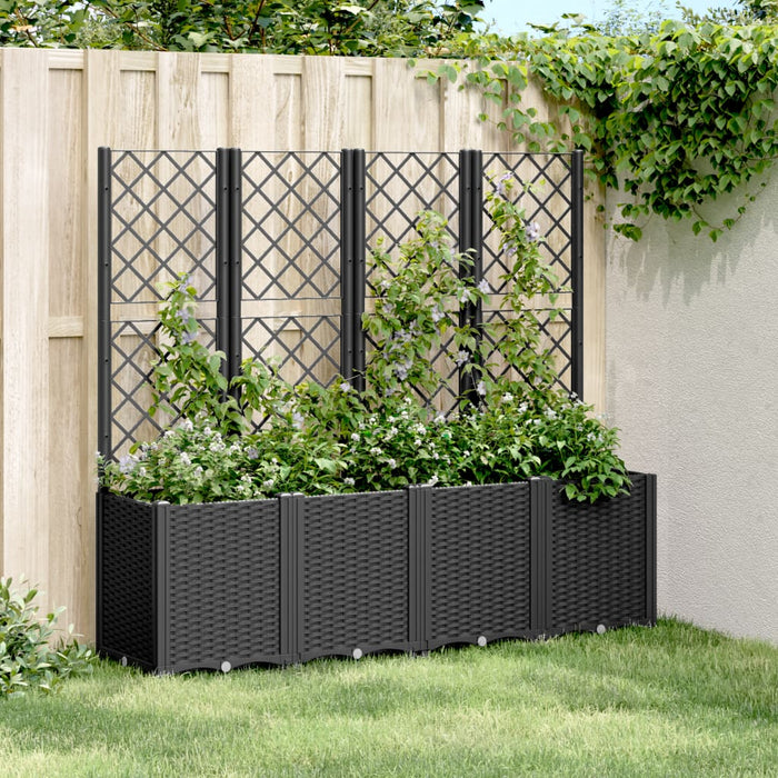 Garden Planter With Trellis Black 160X40X140 Cm Pp Tlinit