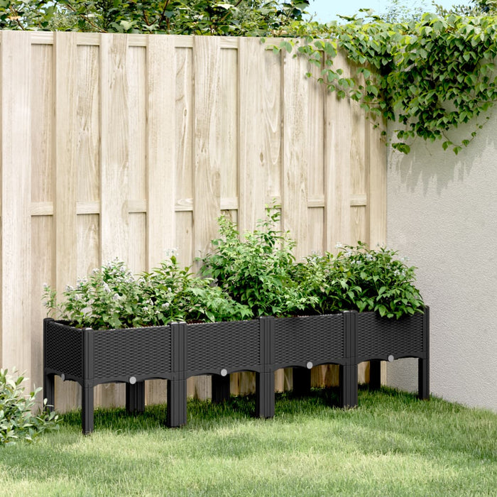 Garden Planter With Legs Black 160X40X42 Cm Pp Tlikbt