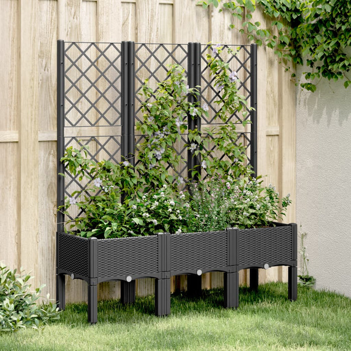Garden Planter With Trellis Black 120X40X142 Cm Pp Tlikxn