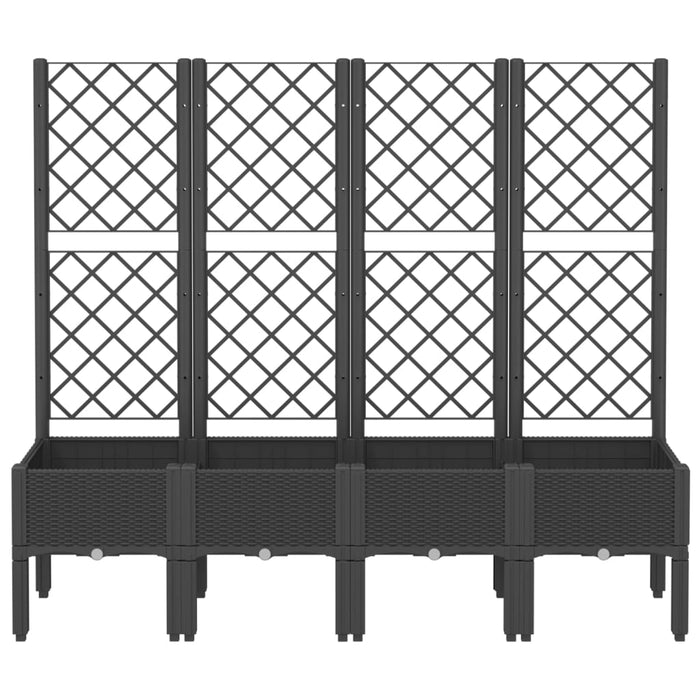 Garden Planter With Trellis Black 160X40X142 Cm Pp Tliktt