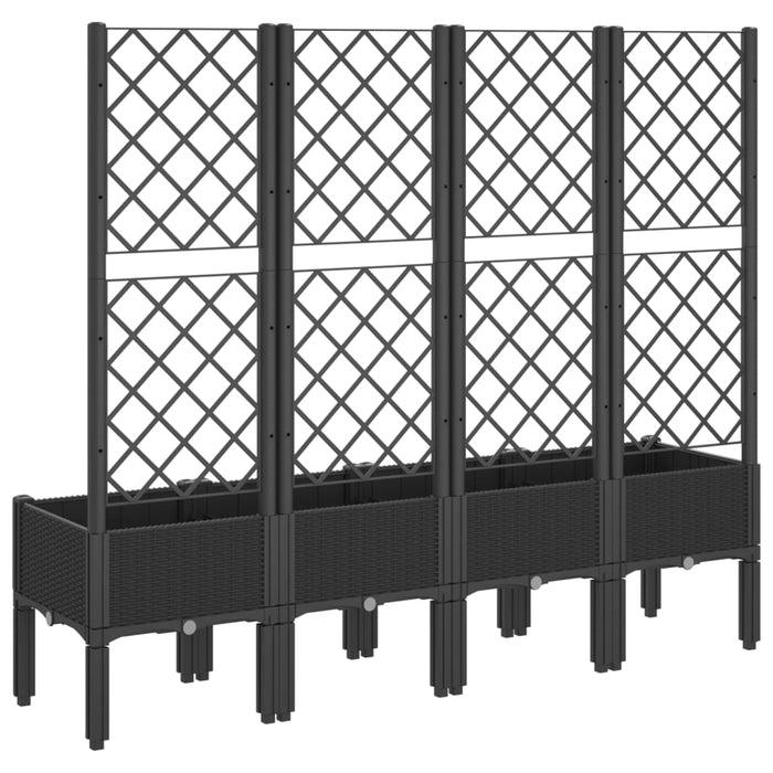 Garden Planter With Trellis Black 160X40X142 Cm Pp Tliktt