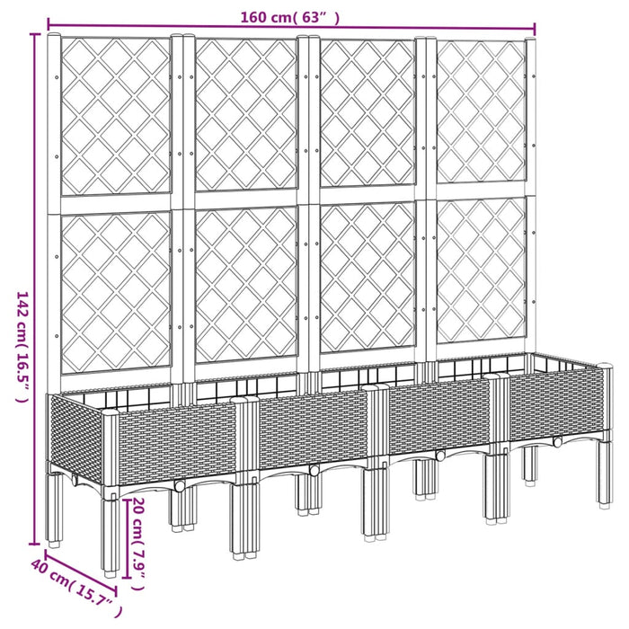 Garden Planter With Trellis Black 160X40X142 Cm Pp Tliktt