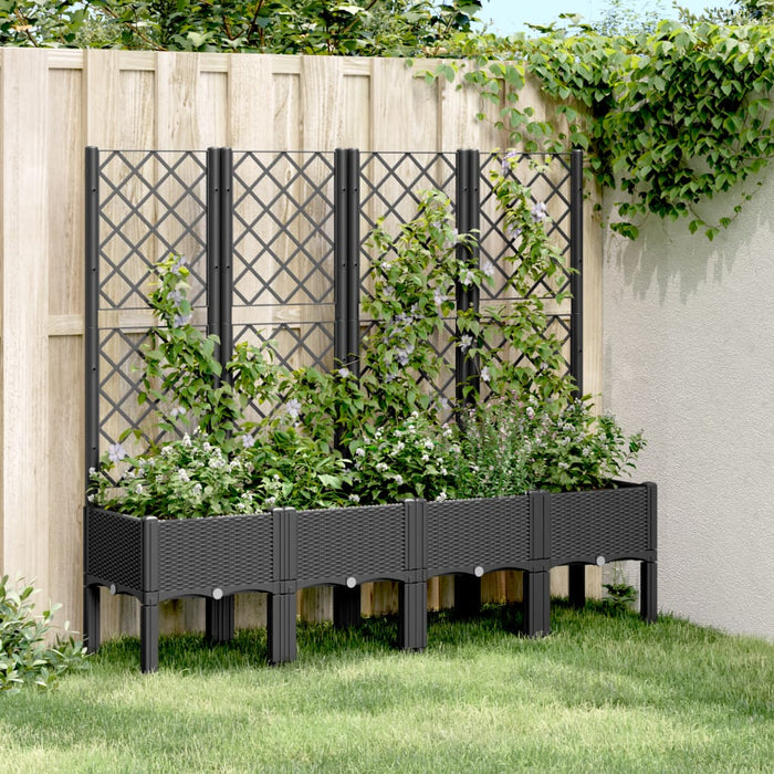 Garden Planter With Trellis Black 160X40X142 Cm Pp Tliktt