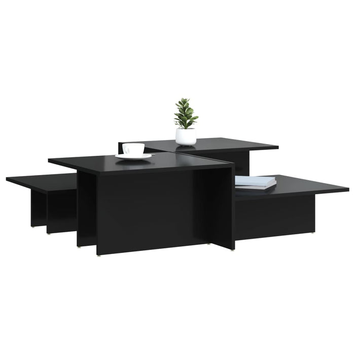 Coffee Tables 2 Pcs Glossy Look Black Engineered Wood Txolopl