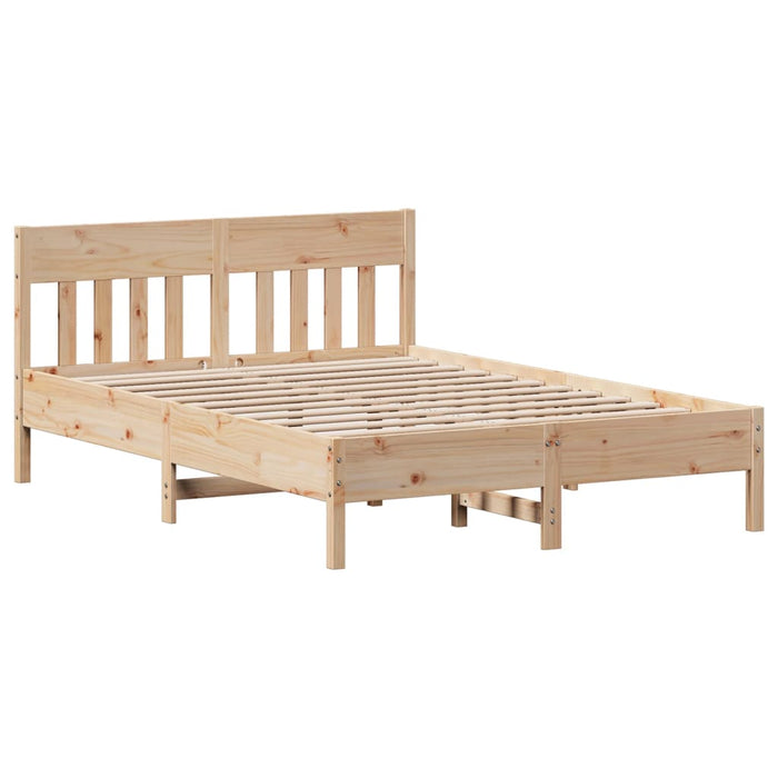 Double Size Bed Frame Without Mattress 135X190 Cm Solid Wood Pine Naxlll