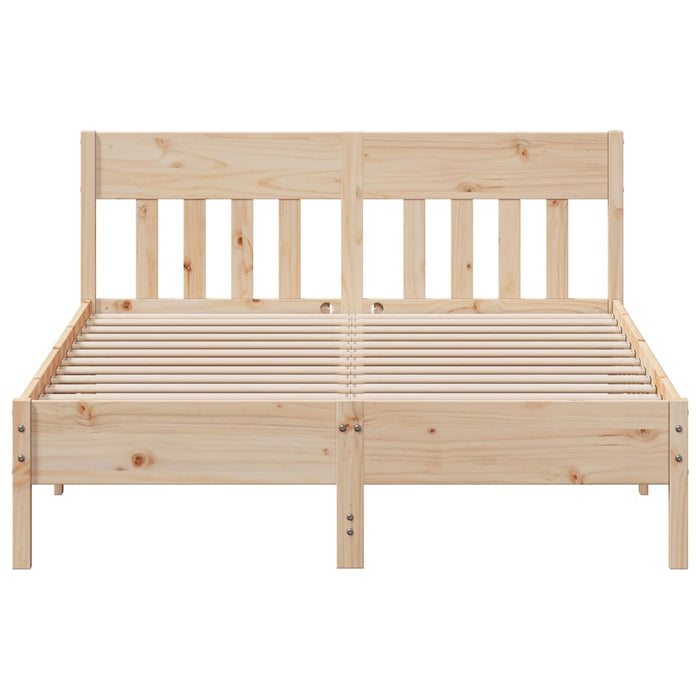 Double Size Bed Frame Without Mattress 135X190 Cm Solid Wood Pine Naxlll