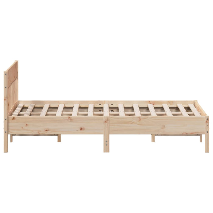 Double Size Bed Frame Without Mattress 135X190 Cm Solid Wood Pine Naxlll