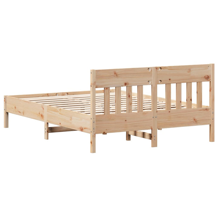Double Size Bed Frame Without Mattress 135X190 Cm Solid Wood Pine Naxlll