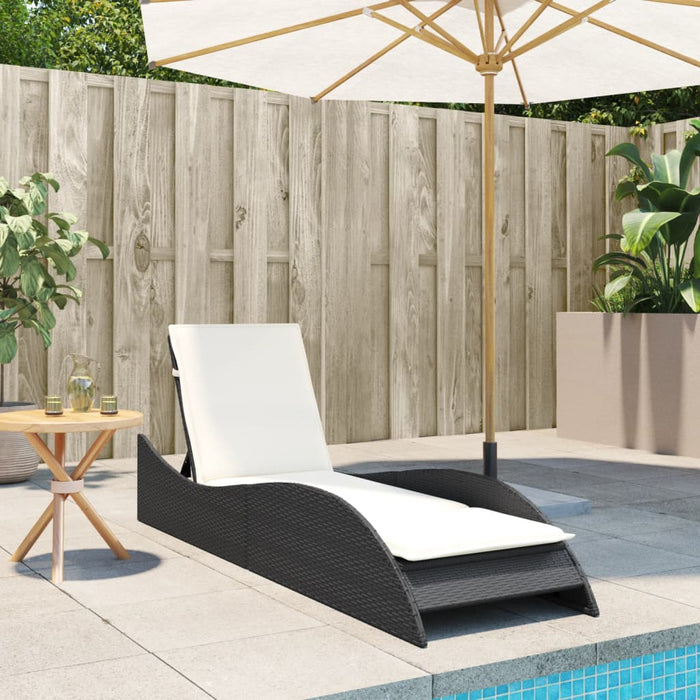 Sun Lounger With Cushion Black 60X205X73 Cm Poly Rattan Tlnxin
