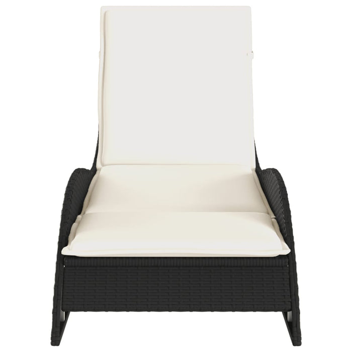 Sun Lounger With Cushion Black 60X205X73 Cm Poly Rattan Tlnxin