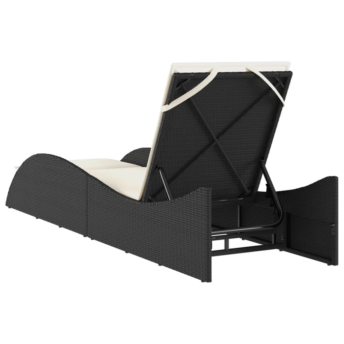 Sun Lounger With Cushion Black 60X205X73 Cm Poly Rattan Tlnxin