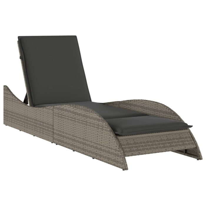 Sun Lounger With Cushion Grey 60X205X73 Cm Poly Rattan Tlnxnb