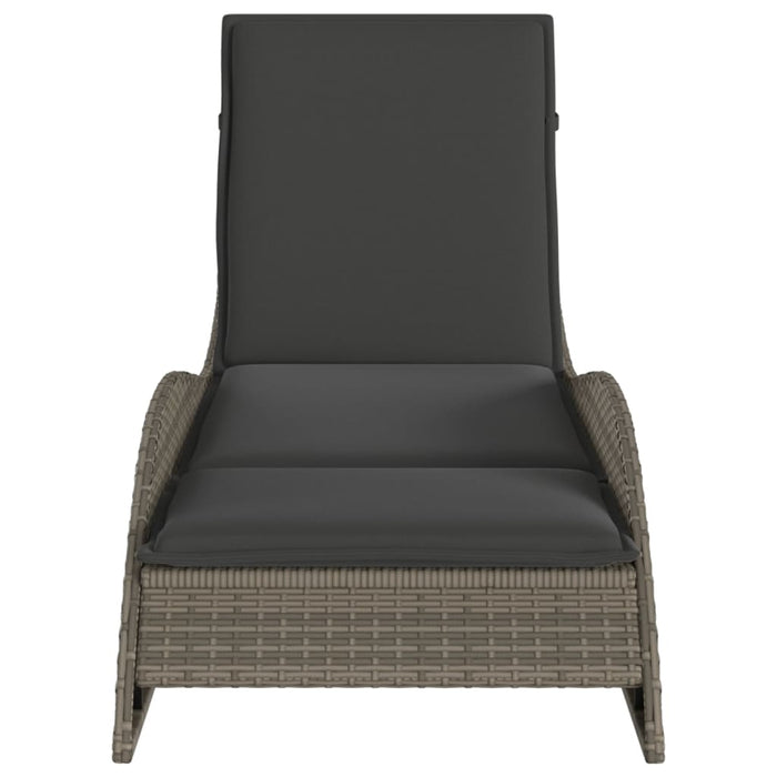 Sun Lounger With Cushion Grey 60X205X73 Cm Poly Rattan Tlnxnb
