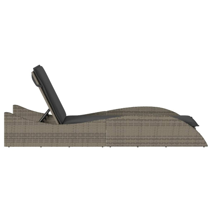 Sun Lounger With Cushion Grey 60X205X73 Cm Poly Rattan Tlnxnb
