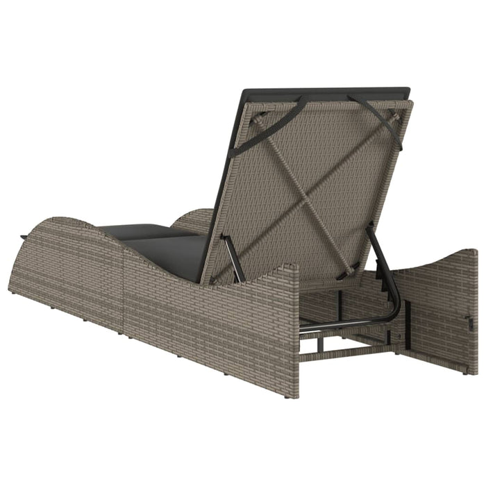 Sun Lounger With Cushion Grey 60X205X73 Cm Poly Rattan Tlnxnb