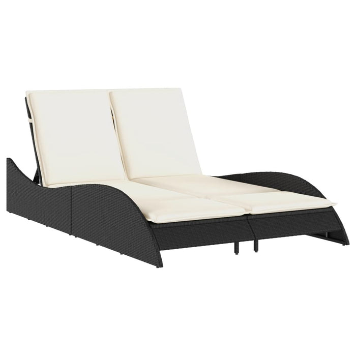 Sun Lounger With Cushions Black 114X205X73 Cm Poly Rattan Tlnxni