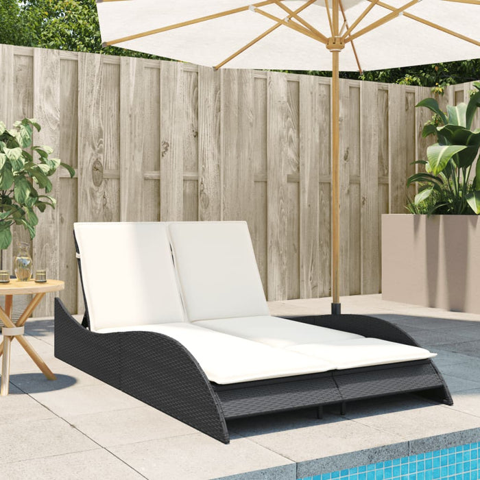 Sun Lounger With Cushions Black 114X205X73 Cm Poly Rattan Tlnxni